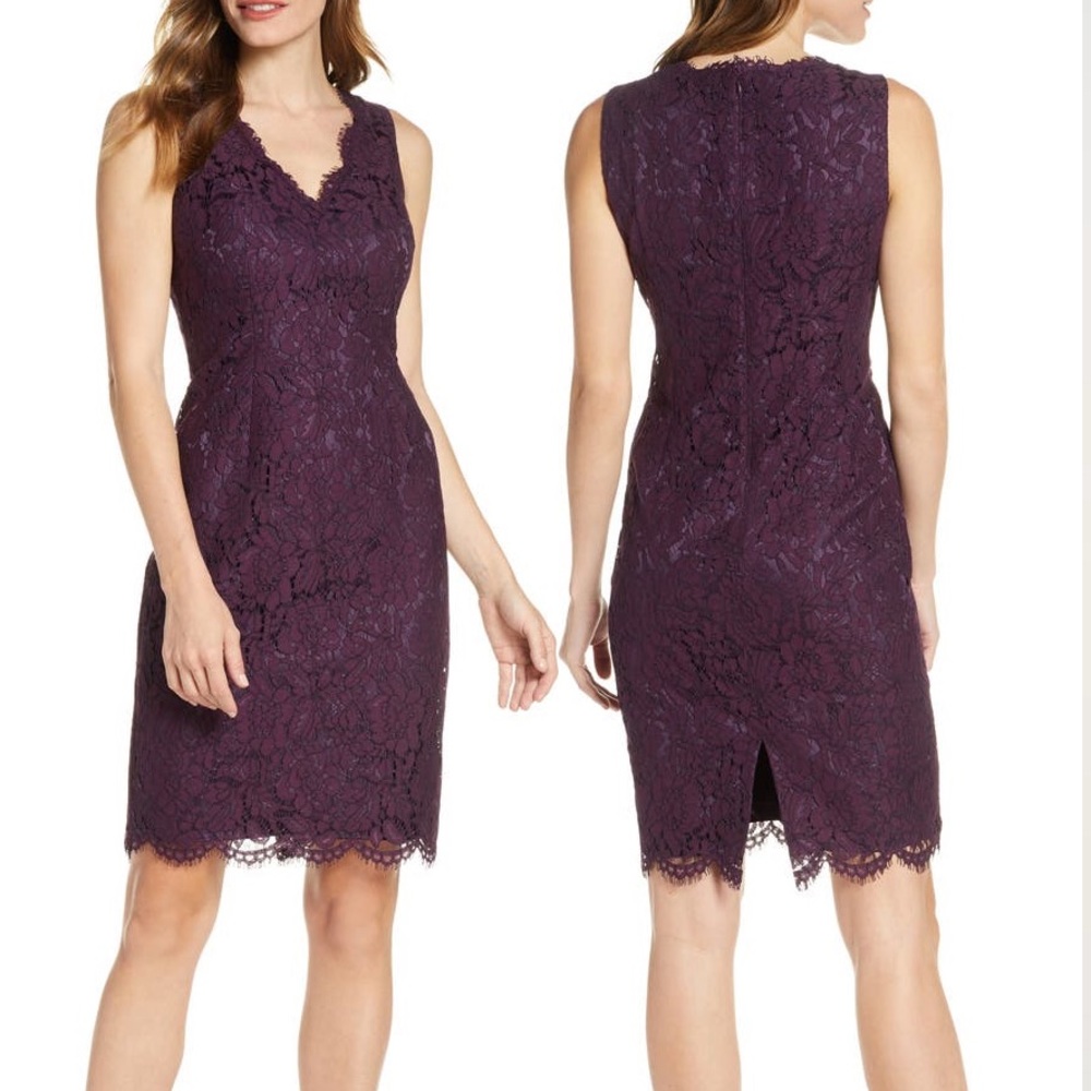 Vince Camino | Lace Sheath Dress | Plum | 2
